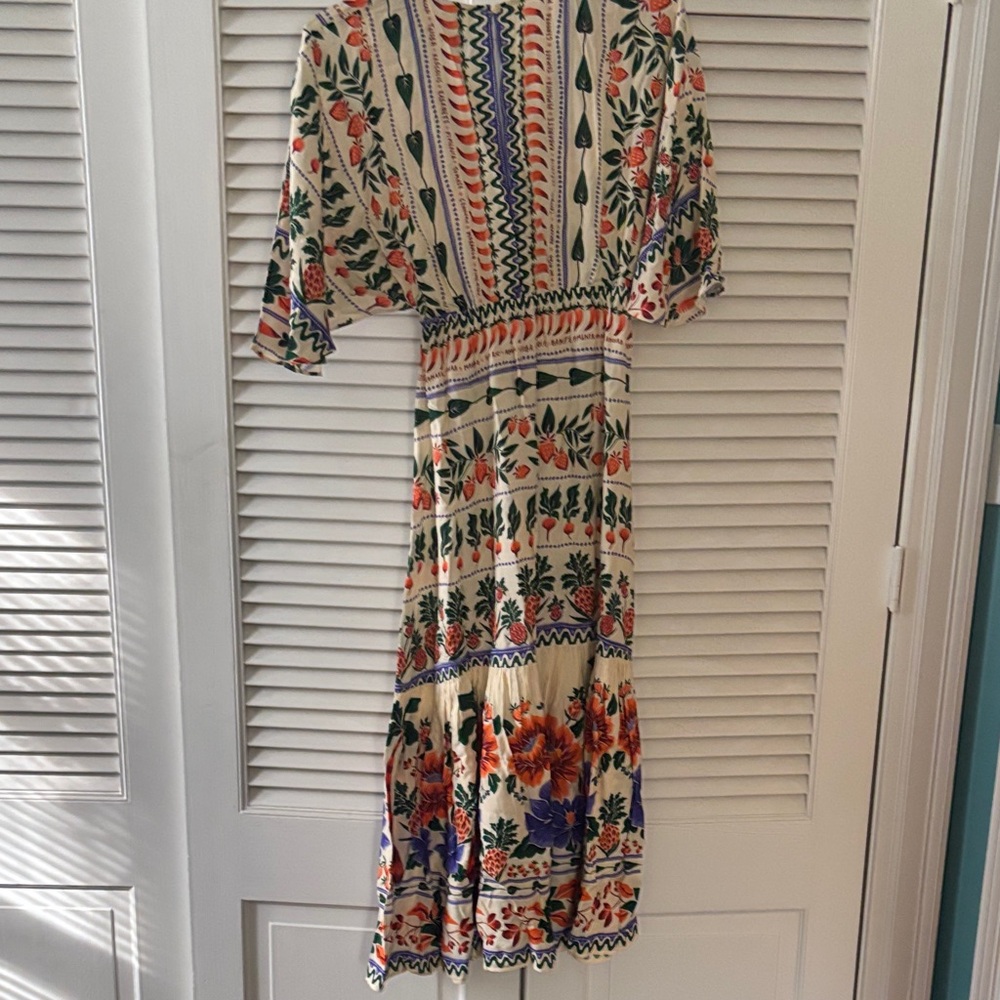FARM Rio Cream Maxi Dress with Green, Orange & Blue Floral Print - Picture 4 of 5